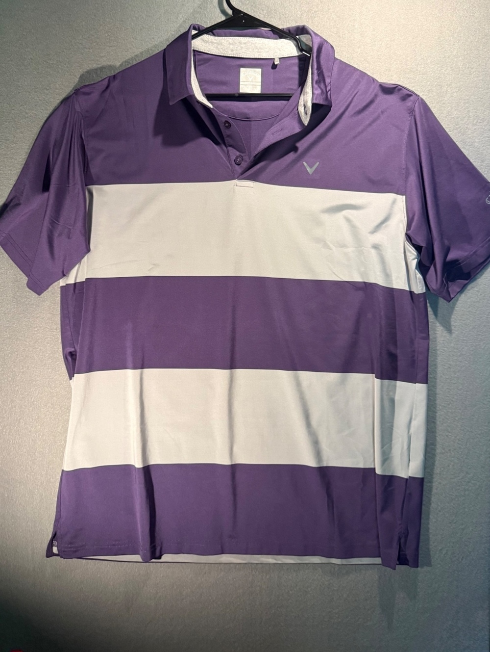 Callaway Opti-Dri Purple and White Striped Golf Polo Shirt XXL